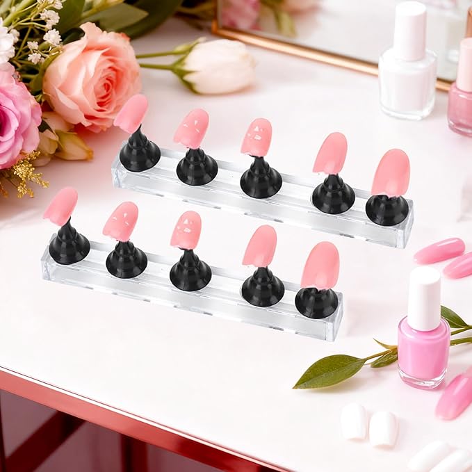 Nail Stand Nail Holder for Painting Nails 2 Sets Press on Nails Stand Display with 96 Pcs Reusable Adhesive Putty Clay Magnetic Acrylic Nailss Art Tools Accessories for Home DIY Salon Supplies Black