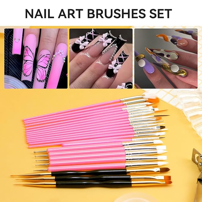 Acrylic Fake Nails Kit Press On Nail kit with 240PS Clear Nail Tips,Nail Art Stand,Art Brushes,Swatch Sticks,Acrylic Cutter,Nail Art Tools with Everything for Beginners DIY Nails Home Salon