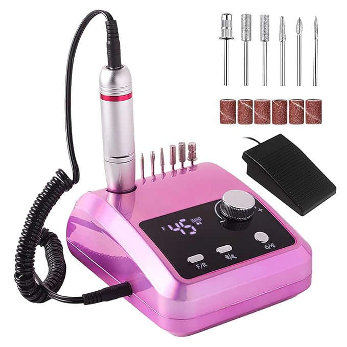 CozyZen Electric Nail Drill Professional: 45000 RPM Nail File Kit Machine with LCD Display, Hand & Foot Control Low Noise for Acrylic, Gel Nails, Manicure & Pedicure - Salon & Home Use (Dazzle)