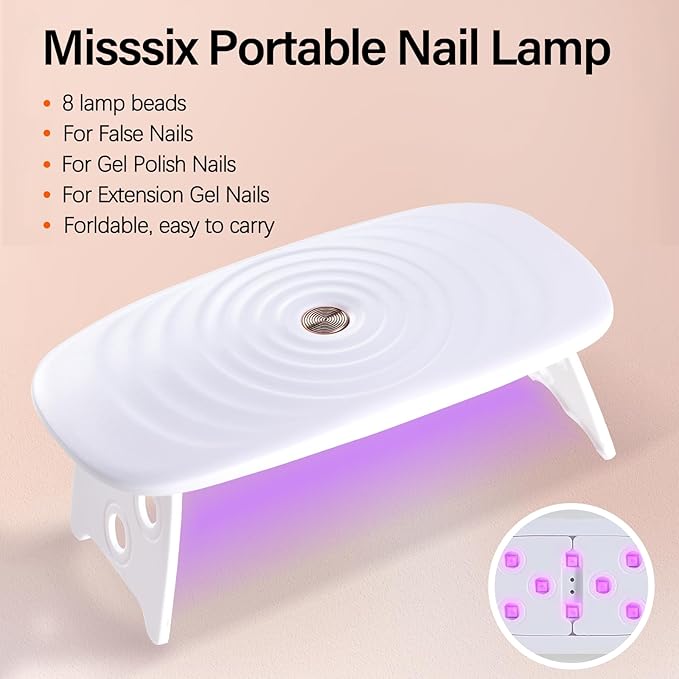 Misssix Short Almond Gel x Nail Tips Kit, 504Pcs Pre Etched Clear Fake Nails, Full Cover False Nail 9-in-1 Gel Glue and Portable Mini U V Nail Lamp for Women 12 Sizes