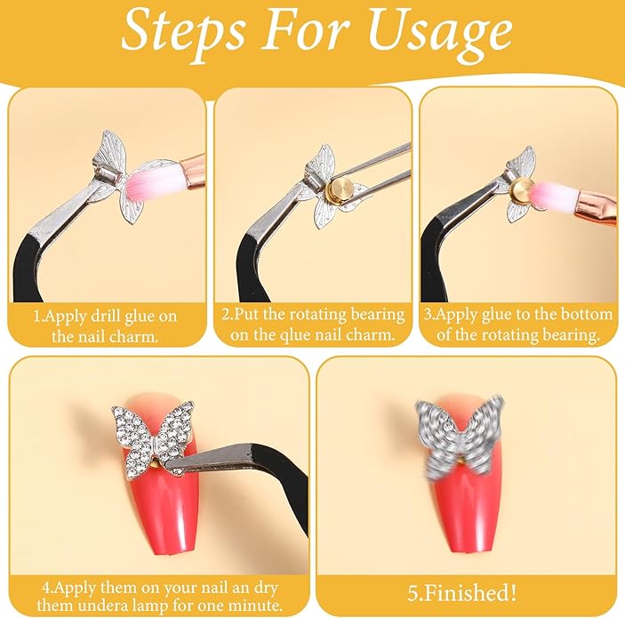 15 Pcs Rotating Nail Charms Nail Art Rotating Charm Rings Jewelry Rotat Tools DIY Crafting Jewelry Accessories Charm Display Tool 3D Nails Fancy Decorations for Women Crafting Nails Art Design