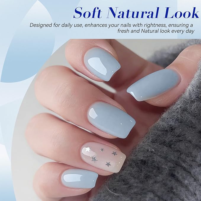 Born Pretty Blue Gel Nail Polish Series,Jelly Transparent,Cat Magnetic Eye,Shimmer Glitter Holographic Blue Gel Polish Kit for Salon Manicure and Nail Art DIY at Home