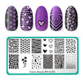 Maniology Hearts + Stars (BM-XL355) Nail Stamping Plate, Classic Beauty, Simple, Easy Beginner Nail Designs