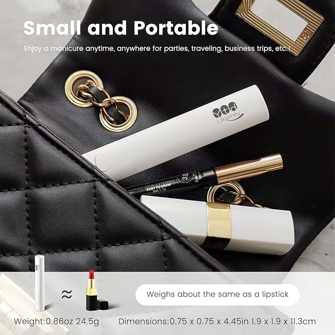 YTD Likomey Handheld UV LED Lamp for Gel Polish,White Quick Dry Mini Nail Light with Folding Bracket, Portable Cordless Rechargeable for Fast Curing UV Nail Glue Builder Extension Gel