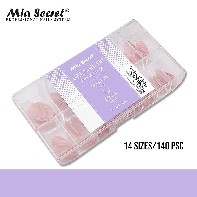 Mia Secret Soak off Soft Gel Nail Tip MADE IN USA for Salon and DIY (Cover Pink, Almond)