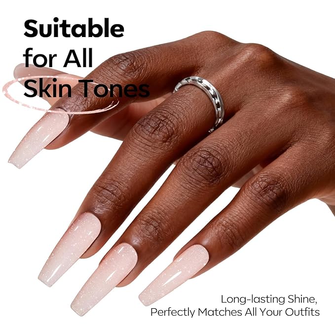 modelones Glitter Gel Nail Polish Nude Pink Glitter Gel Polish Pastel Soak-Off UV Gel Polish 28+ Days Long-Lasting Salon-Quality Nail Art DIY Manicure & Gift 15ML