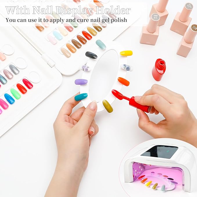 Nail Color Display Book Nail Swatch, 120 Colors Nail Polish Sample Display Book with Transparent Replacement Nails, Professional Nail Gel Color Card Book, No Need Pasting, No Need Glue