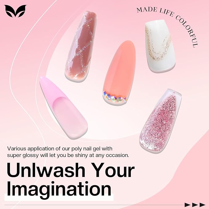Morovan Poly Gel Nail Colors: 6 Colors Poly Nail Gel Pink Nude Poly Nail Extension Gel 15g Poly Gel Colors DIY Art Home Salon