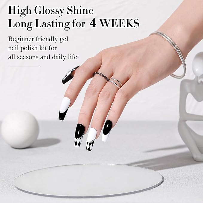 Double Rhythm 2 Pcs 15ml UV Gel Polish Set Pure White And Black Color Gel Nail Polish Kit Nail Art Salon DIY (2-A1015+A1093)