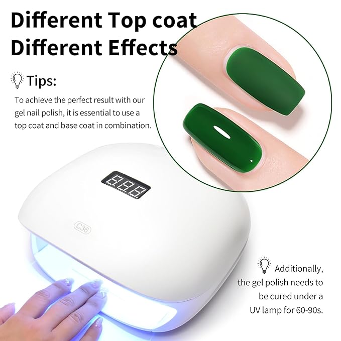 VENALISA Gel Nail Polish, 12ml Emerald Green Color Soak Off UV LED Nail Gel Polish Nail Art Starter Manicure Salon DIY at Home, 0.43 OZ