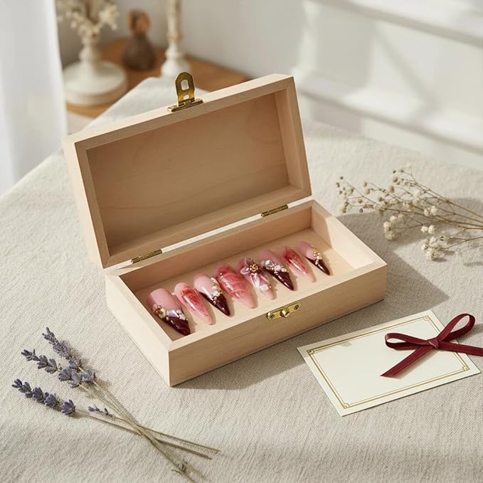 10pcs Handmade Press on Nails Long Stiletto False Nails Red French Tip Fake Nails with 3D Flower Designs Sparkly Charm luxury Artificial Nails Reusable for Women (Size M）