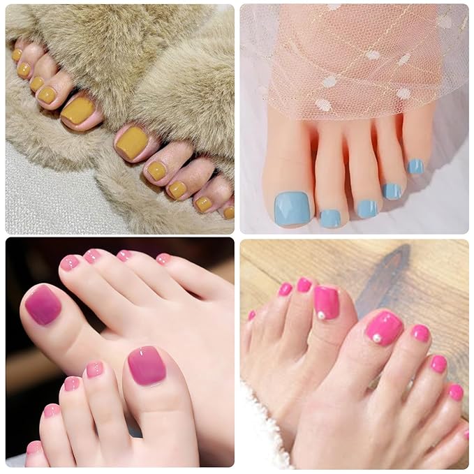 WOKOTO 20 Sheets Toe Nail Stickers Solid Color Full Nail Wraps for Women Nails, Pink - Red Nail Polish Strips for Toes Nails Art Stickers Decals Self Adhesive Nail Polish Wraps Toenail Strips