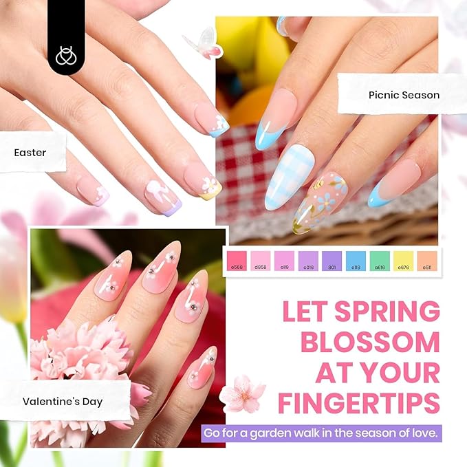 Beetles Gel Nail Polish Set, 70 PCS 60 Colors Red Green Pink Brown Blue Nude Glitter Gel Nail Polish Kit with Base Top Coat for Beginners UV LED Needed DIY Salon Gifts for Women