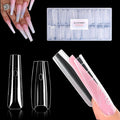 Allstarry Sandwich Dual Nail Forms, Reusable Sandwich Dual Forms 240pcs 15 Sizes Long Coffin Nail Extensions Plastic Poly Gel Nails Forms for Builder Gel No Paper Forms Needed Moldes Dual Nails Molds