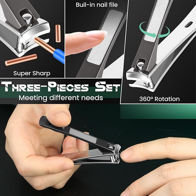 Nail Clippers Set for Men & Women – Professional Toenail Clippers for Thick Ingrown Nails for Seniors, Ultra Sharp Stainless Steel Fingernail Clipper & Nail Cutter, Gift Idea