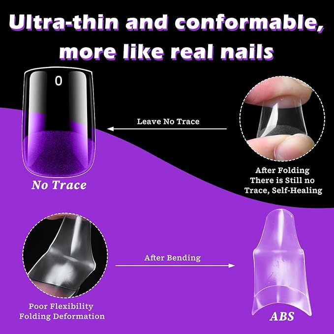 LoveOurHome 360pc Short Square Nail Tips Clear Fake Nails Square Gel Nail Tips Full Cover Acrylic Nails Clear Press on Nails Short False Nails 15 Sizes Fingernails for Gel Nail Extension