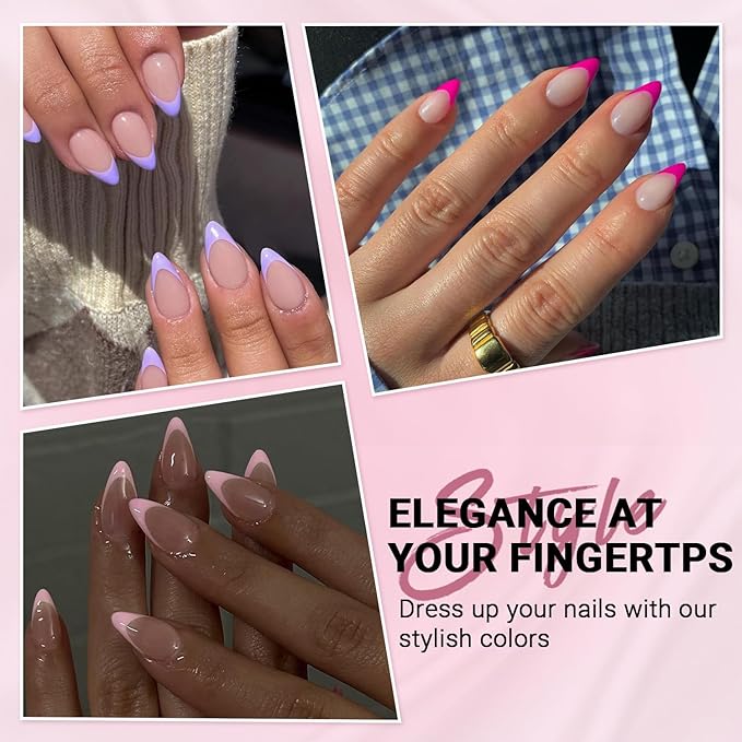 180 Pcs 6 Pack French Tip Press On Nails Short Almond, KQueenest Gel French Tip Nails Press ons, Natural Nude Fake Nails Press Ons Design, Classy Glue On Nail for Women Office Wedding Wear