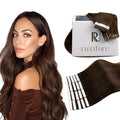 RUNATURE Brown Hair Extensions Tape ins Human Hair, 24 Inch Tape in Hair Extensions Human Hair, Real Remy Hair, Double Sided Seamless Tape in Extensions, Easy to Apply, 50g 20pcs #4 Chocolate Brown