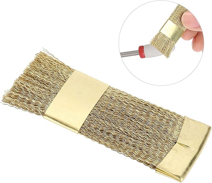 Nail Art Bits Cleaning Brush, Cleaning Brush, Drill Bits Cleaning Brush, Golden Color Copper Wire Drill Cleaner Brush Manicure Accessories, Manicure Accessories Tools for Salon and Home Use