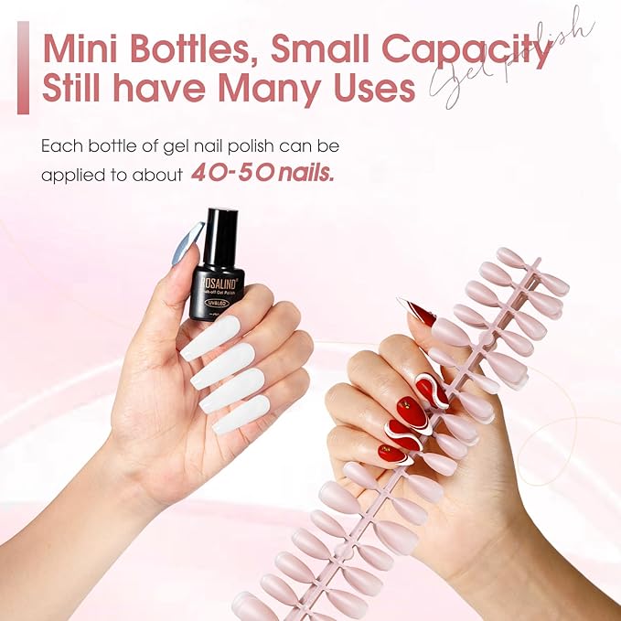 ROSALIND White Black Gel Nail Polish, 8 Colors Silver Gold Gel Polish Soak Off UV Clear Glitter Sparkly Nail Polish Set for Home Salon Manicure