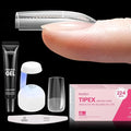 Beetles Tipex Nail Tips Kit Square Medium, 224Pcs 16 Sizes,Pre-building Pre-Etched Strong Thicker Acrylic Tips with Mini U V Lamp Tipex Nail Glue