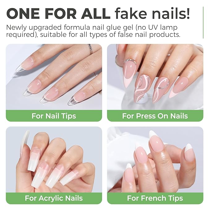UNA GELLA 5ml Super Strong Gel Nail Glue for Press Ons: No U V Lamp Needed Glue Gel, Travel-Size Nail Adhesive for Press on Nails, Nail Tips&Acrylic Nails-Quick Dry, No Smell, Long-Lasting