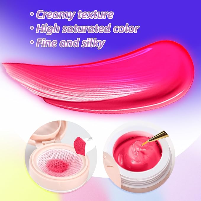 Cushion Gradient Painting Gel, Ombre Nails Aura Nails Full Coverage Precise Control of Each Dip Matte Effect Non-Wipe Long Lasting French Manicure Soak Off UV LED DIY Nail Art (011)