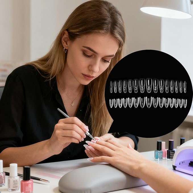Nail Forms for Gel - 10.55 x 4.76 x 1.18in Clear 240 Pieces Mold,Nail Molds Extension Tips Reusable - for Personal Salon Home Fashion Beauty Manicure Daily Styling