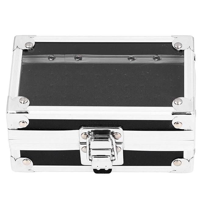 Dioche Nail Drill Bits Holder Dustproof Drop Resistant Multi Hole Storage Box for Nail Drill Bits - Durable Aluminum Alloy Container with Secure Lock and Transparent Cover