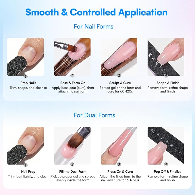 Makartt Gel Builder for Nails, Milky White Sculpture Gel Long-Lasting Hard Gels for Broken Nail Repair, Strengthening Extensions, Overlays, UV LED Lamp Cured, Nail Enhancement Home Salon DIY 1.06oz