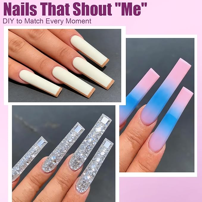 280 Pcs Original Sandwich Nails Dual Form with Guide Lines Long Square Nail Mold for Builder Gel Nail Extensions Art Design Salon DIY at Home