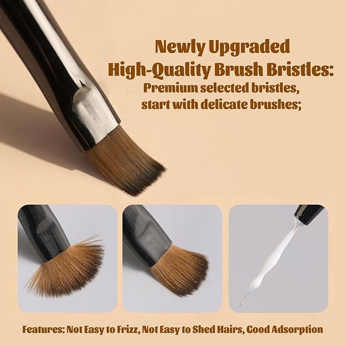 Nail Art Brushes, Nail Brushes for Nail Art Brush Acrylic Set Design Tools Brown (9Pcs)