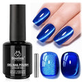 beetles Gel Polish Navy Blue Cat Eye Gel Nail Polish - 15ML Blue Cat Eye Glitter Gel Polish Magnetic Shimmer Effect Soak Off UV French Nail Art Design Salon DIY Manicure Gift for Women