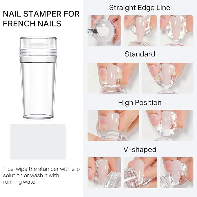 MIZHSE White Poke Gel Nail Art Kit, with Professional Poke Foundation Gel and Brush Tool, Nail Stamper for French Nails, French Tip Nail Stickers Multifunctional Drawing Painting Nails Art Design