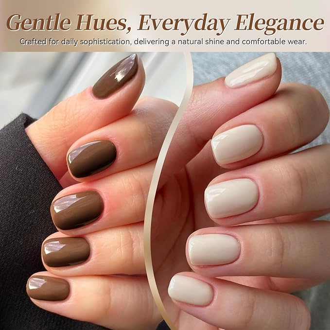 BORN PRETTY Nude Brown Gel Nail Polish Set 6 Colors Nude Skin Tone Beige Khaki Chocolate Coffee Soak Off U v Gel Polish Kit for Salon Manicure and Nail Art DIY at Home