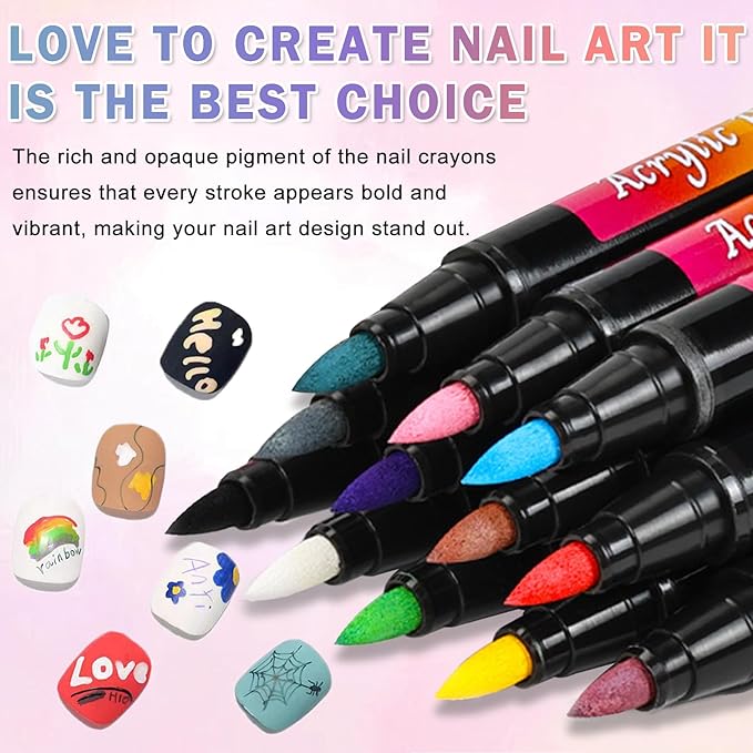 Nail Art Pens Set 12 Colors Nail Polish Pens Nail Art Markers Acrylic Paint Quick Drying Nail Art Pen DIY Nail Design Painting Drawing Kit