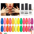 AIMEILI Neon Gel Nail Polish Set Summer 12 Colors, Hema Free, Cruelty Free, Vegan Nail Art Hot Pink DIY Salon Kit Set 24