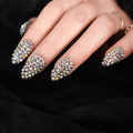 Coolnail Shiny 3D Crystal Rhinestones Press on Nails, Medium Stiletto Holo Diamonds Handmade Tips Kit, Jewelry Gems Full Cover Fake Glue Stick on, Luxe for Party Women & Girl