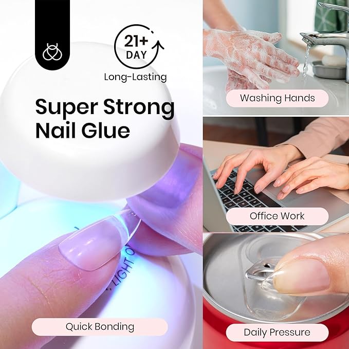 Beetles 2Pcs 15ml HEMA-Free Nail Glue Builder Nail Gel Set, Clear Builder for Nail Strengthener Thickening Building Apex Extension for Beginners & DIY Salon Manicure Gift for Women, U V Light Required