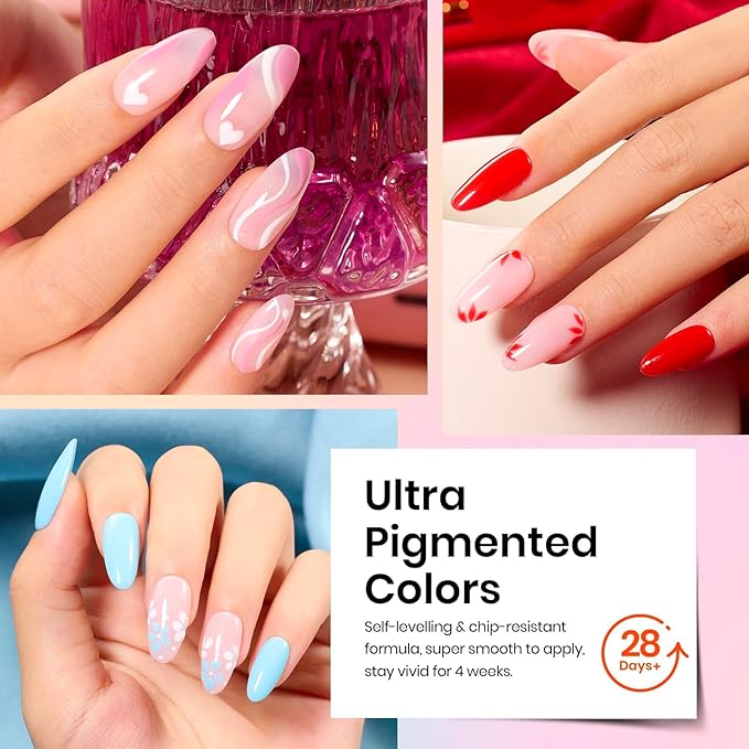 Beetles Gel Nail Kit 504Pcs Medium Almond Nail Tips with 20 Colors Gel Nail Polish Set