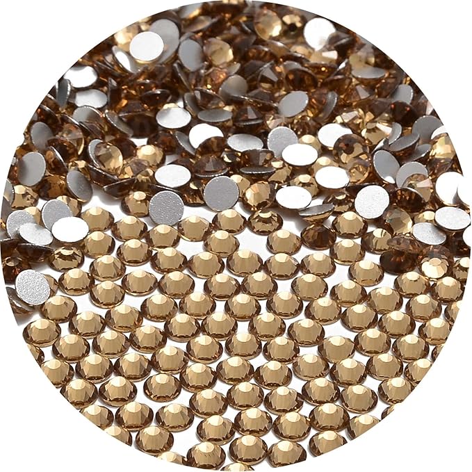 NCB 1500pcs Flatback Round Glass Nail Art Rhinestones Crystal for DIY Making Accessories Shoes, Clothes, Face Art, Bags, Manicure (Lt. Topaz, SS20 1500pcs)