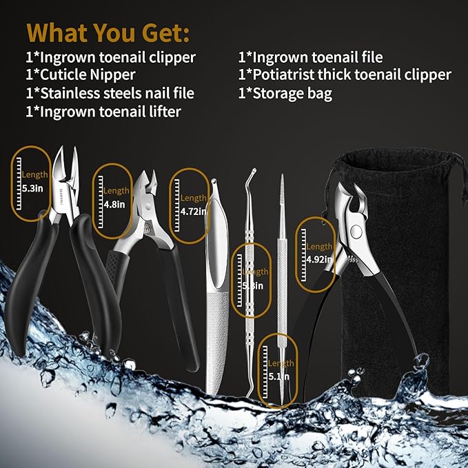 Thick Toenail Clippers for Seniors Thick Toenails or Ingrown Nails, Curved Blade Heavy Duty Toenail Clippers Cutter, Sharp Nail Nippers Cuticle Trimmer, Large Toe Nail Clippers for Men, Women