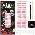 Nail Polish Strips (No UV Lamp Needed) - 22 Pcs Salon Quality Gel Nail Stickers - Long Lasting Wraps (Stardust Pink Kiss)