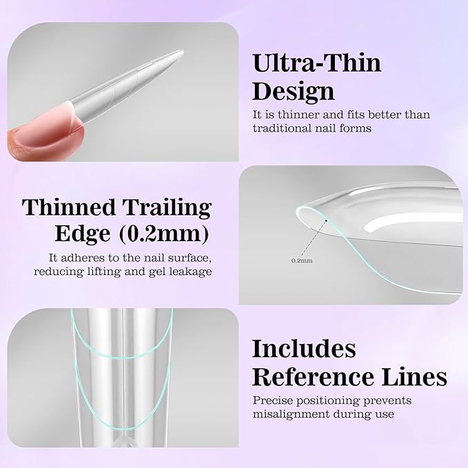 240 PCS Sandwich Nail Dual Forms, 14 Sizes Nail Tips for Builder Gel, Dual Forms for Polygel, Nail Extension for Beginner & Professional, Create Salon Quality Nail Art at Home (Almond-shaped)