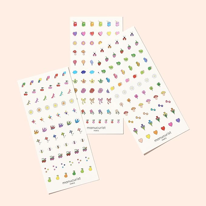 Manucurist Nail Art Stickers Summer - 3 Sheets Self-Adhesive Nail Decals for Salon-Quality Manicures - Nail stickers for Nail Art - Easy & Quick DIY Application -Colorful Summer Fruit & Flower Designs
