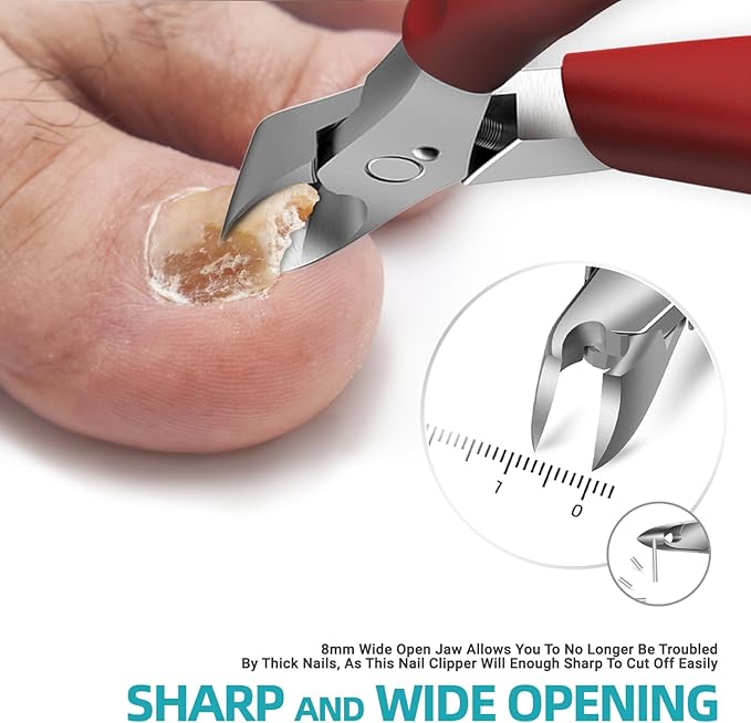 Toenail Clippers for Thick Nails for Seniors - Heavy Duty Toe Nail Clippers for Men & Elderly with Thick Toenails, Professional Nail Clippers with Long Handle for Inflexible Joints, Sharp Curved Blade
