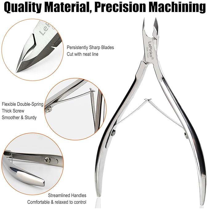 LePinko Professional Cuticle Trimmer kit, Super Sharp Dead Skin Clipper, Labor-saving Cuticula Remover for Fingernail Toenail, Manicure Pedicure Tool for Women Men, Home Salon Use, 5mm Jaw