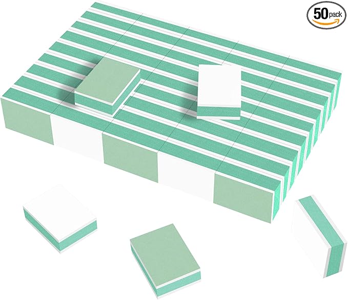 CGBE Nail Buffer Block and Shine Kit, 50 Count Mini Nail Buffer for Polishing Smooth and Shiny Natural Nails Fingernail Mini Buffer Nail File Smoother Buffer Block 1000/4000 Grit - Green