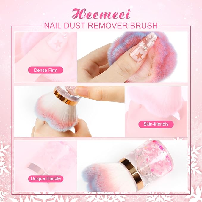 Nail Dust Brush, Pink Rose Soft Dust Brush for Nails, Nail Art Dust Powder Remover Brush, Nail Duster Brush Makeup Brushes Manicure Brush Clean Up Tools Nail Art Brush…