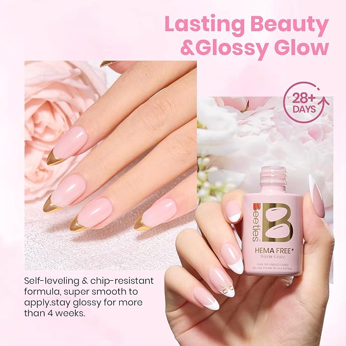 Beetles Warm Grace Nude Pink Gel Nail Polish - 15ML Neutral Jelly Nude Nail Polish Base Color Nail Concealer Sheer Translucent Effect Soak Off UV LED French Nail Art Salon DIY Manicure Gift for Women